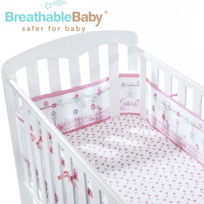 英國 BreathableBaby 透氣嬰兒床圍 全包型 (18430森林花園款)