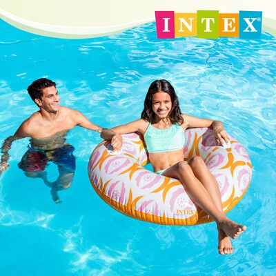 【INTEX】永恆花紋帶扶手游泳圈直徑114cm 適用9歲+ 3款可選(56269)