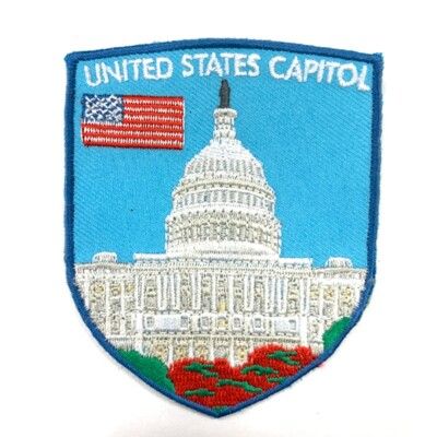 美國國會大廈 USA 袖標 布標 皮包貼 手機打卡地標 刺繡貼布 電繡貼 INS打卡地標 背膠刺繡