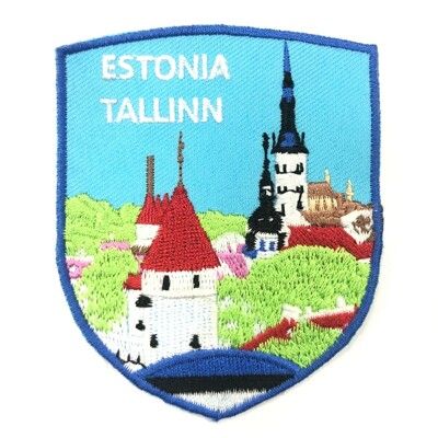 愛沙尼亞 塔林舊城區熱燙補丁貼 熨燙袖標 背膠布標 外套熨斗刺繡士氣章 貼章  徽章