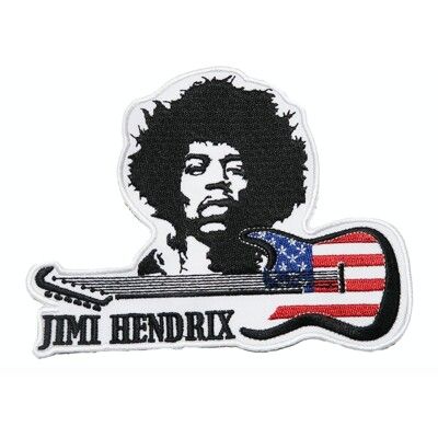 美國 Jimi 傳奇電吉他手  背膠皮夾 皮包 手機 刺繡貼布 電繡貼 背膠補丁 刺繡士氣章 貼章