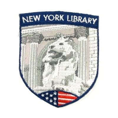 美國 紐約圖書館 NY 地標文青風格 帽子 熨斗貼布 熨燙布標 布藝徽章電繡士氣章 貼章 補丁貼 燙