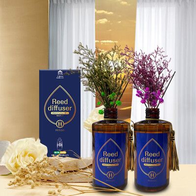 【Hilton 希爾頓】精油擴香大瓶裝附贈永生花+擴香棒260ml/三入組/香味隨機(L0004)