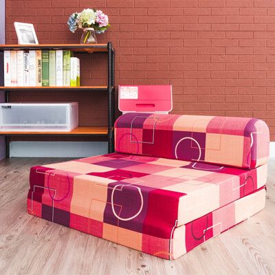 台灣製 戀香經典格紋可折疊式沙發床 床墊 單人床-單人3尺 折疊 沙發床