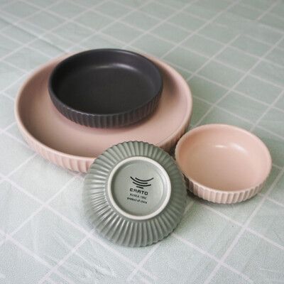 【韓國ERATO】 韓式 條絨矮碗 3.25" 小菜碟 素色矮碗 陶瓷碗 餐碗 四色任選