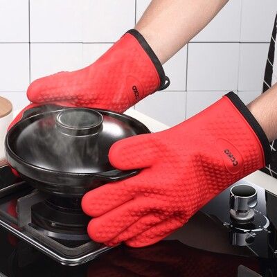 【CCKO】 隔熱手套 烘培加厚防燙手套 微波爐隔熱手套 耐高溫 矽膠手套一雙