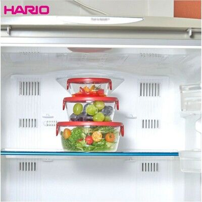 【HARIO】三件式耐熱玻璃保鮮盒-圓形 玻璃便當盒 環保餐盒 雙色任選