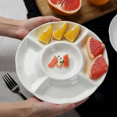【韓國ERATO】五格水果盤 五果盤 12吋圓形 五格盤 冷盤 拼盤 滷味 點心盤 零食盤 分隔盤