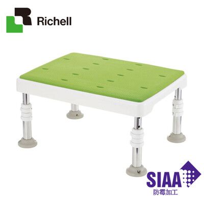 【海夫】HEF 日本Richell 可調式不锈鋼浴室防滑椅凳-防霉軟墊寬面型 綠色(R378)
