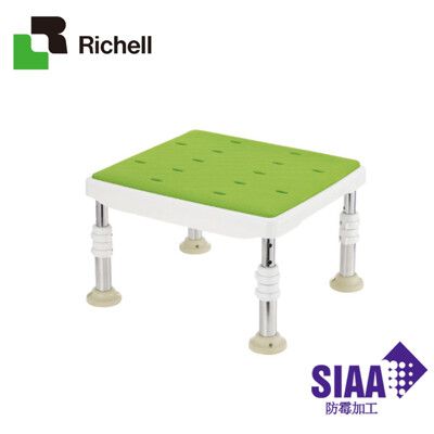 【海夫】HEF 日本Richell 可調式不锈鋼浴室防滑椅凳-防霉軟墊標準型 綠色(R376)
