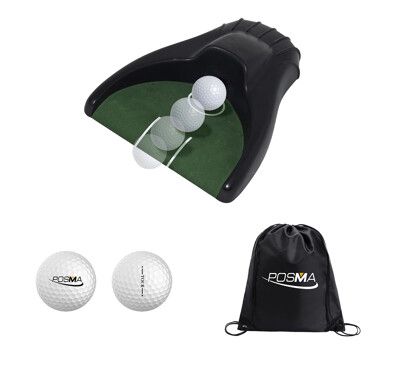 Posma PG150A 高爾夫自動回球器-貝殼款+Posma 高爾夫球+Posma束口後背包