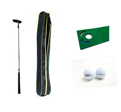Posma GCP01A高爾夫推桿3合1套裝包括高爾夫推桿和帶坡度推桿地毯各一,雙層比賽球2個,附送