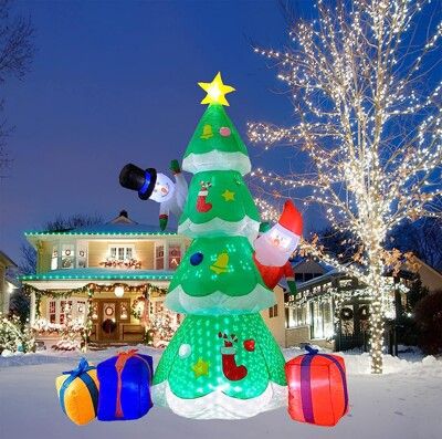 【裝飾燈大師】電動充氣-老公公、雪人爬聖誕樹