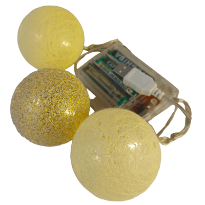 LED20燈 棉球燈電池式附IC+USB  暖白 (A款)