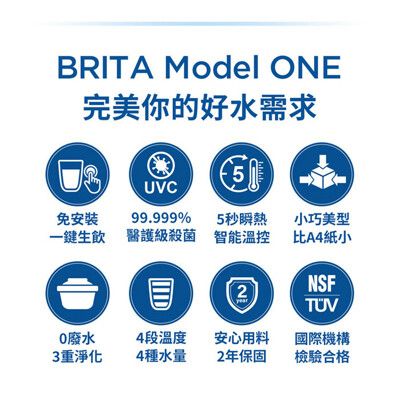 【BRITA】Model ONE 瞬熱智能溫控 UVC殺菌開飲機+贈7顆濾心與1支原廠保溫瓶