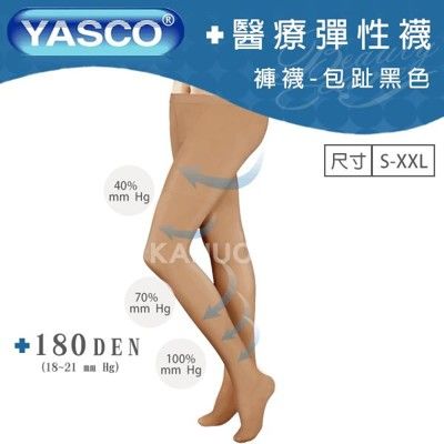 【YASCO】昭惠 醫療漸進式彈性襪x1雙 (褲襪-包趾-膚色)
