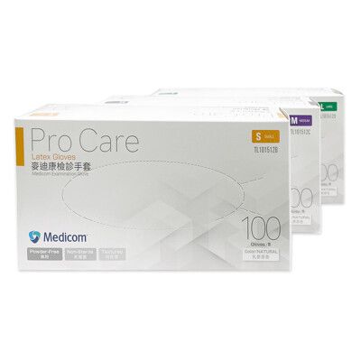 【Medicom麥迪康】ProCare 無粉乳膠手套 檢診手套 (100入/盒)