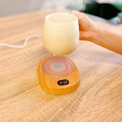 楓木紋電動攪拌杯(附加熱杯墊) 辦公室必備 電動攪拌杯 自動攪拌杯 攪拌杯