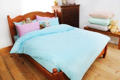 【台灣製造】100%純棉-素色薄床包薄被套組_雙人5尺(5款花色)