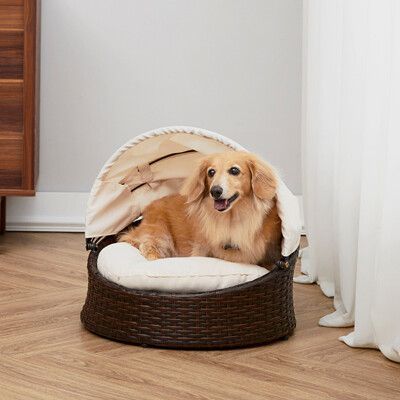 編織貝殼型寵物床 (附棉墊，可拆換洗) 沙發床/遮陽篷/寵物窩/貓窩/狗窩/睡窩