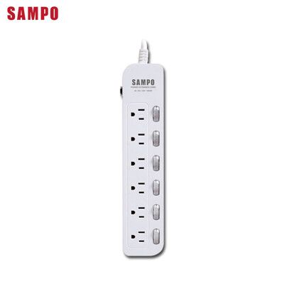 電器妙妙屋-【SAMPO 聲寶】六開六插電源延長線-12尺(EL-W66R12)