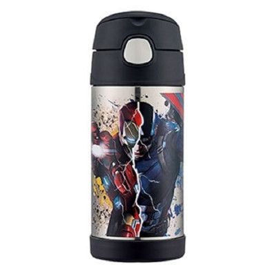 台灣公司貨 THERMOS 膳魔師兒童水杯 不銹鋼保溫瓶 新款(附背帶+備用吸管一組)-復仇者聯盟