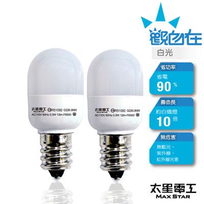 【太星電工】觀自在LED節能燈泡 E12/0.3W/2入(白光) ANA226W