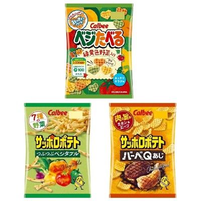 +東瀛go+卡樂比 calbee 黃綠色野菜餅 野菜顆粒薯條 心型蔬菜餅 BBQ味脆格餅 多種蔬菜