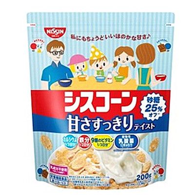 +東瀛go+  日本製 日清 早餐玉米片 甘甜風味 200g 減糖25% BIG袋裝麥片 嬰兒麥片