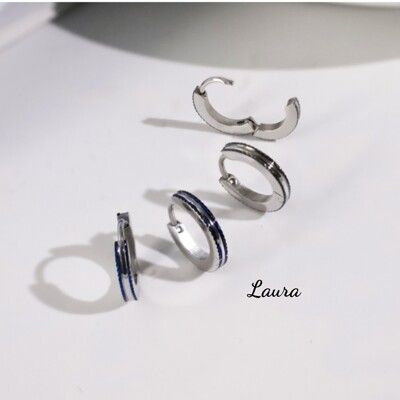 耳環-Laura- 雙色 全鋼易扣耳環