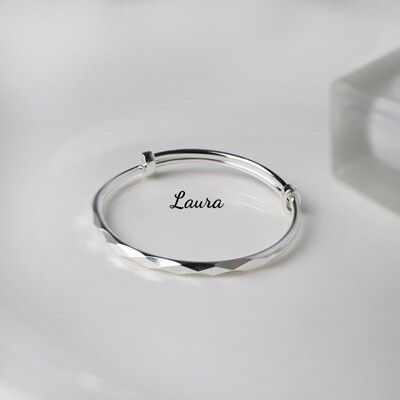 手環-蘿菈精品Laura-925純銀 寵愛寶貝 純銀手環 (大小可調式)