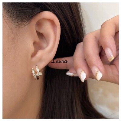 耳環-Laura- 晶鑽釘扣 易扣耳環