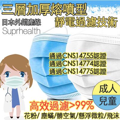 【CNS認證】成人/兒童/幼幼任選  三層加厚熔噴布口罩 三層口罩 兒童口罩 免運直出