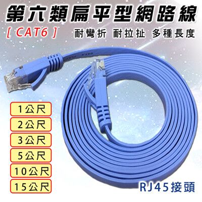 (1M)CAT6網路線 扁平型 RJ45 32AWG 透明接頭 高速網路 第六類網路線 【葉子小舖】