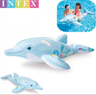美國 INTEX 小海豚坐騎 海豚泳圈 把手 大型泳圈 兒童泳圈 浮排 【YF20102】