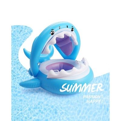 BABY SHARK 遮陽 鯊魚坐圈 鯊魚泳圈 遮陽泳圈 兒童泳圈 兒童坐圈【YF18453】