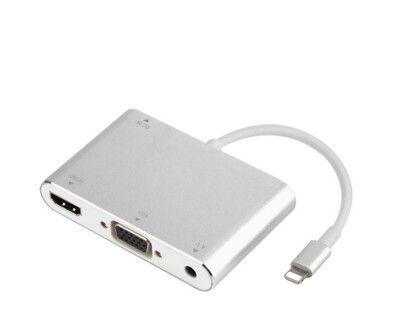 蘋果 Apple lightning 轉 hdmi/vga/PD 帶音頻四合一同屏線 手機平板高清連