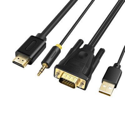 VGA轉HDMI公對公頭附外接音源轉接線-1米
