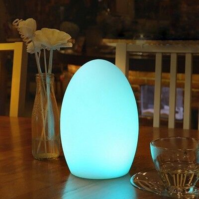 [舒福家居]LED七彩發光蛋形桌燈智能遙控變色