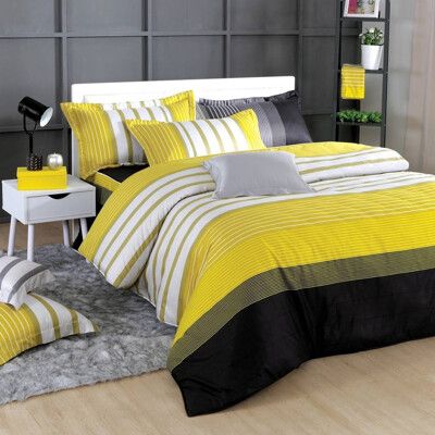 免運 貴夫人 標準雙人5x6.2尺七件式床罩組 9795黃色