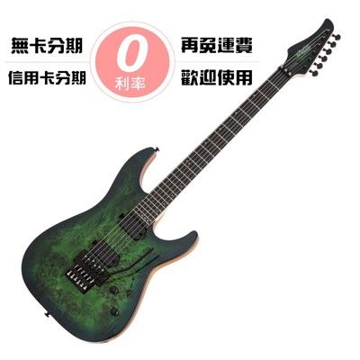 ☆唐尼樂器︵☆分期免運 Schecter C-6 FR Pro AQB 漸層透明綠 原木樹瘤 無搖座