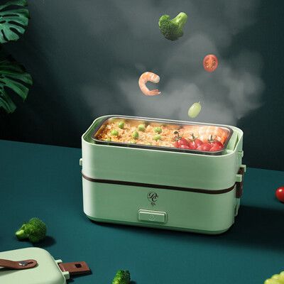 【DreamCatcher】304不鏽鋼電熱飯盒(二層款) 保溫便當盒 加熱便當盒 蒸飯盒