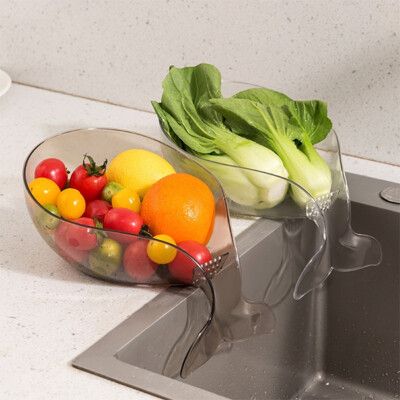 【荷生活】透明鯨魚造型洗菜盆洗水果籃大容量多功能瀝水籃