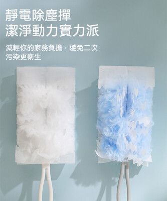 【荷生活】吸附力強可伸縮靜電除塵撢 液晶電視3C用品玩具擺件免洗除塵刷(伸縮桿+替換頭)