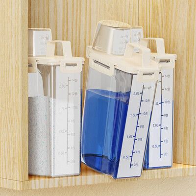 【荷生活】透明PP材質洗衣精收納盒 三重密封洗衣粉柔軟精儲存桶-大號3L