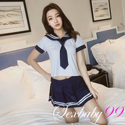 【Sexbaby99】青澀懵懂-二件式性感學生服-深藍色_角色扮演_角色服