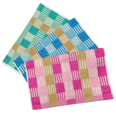 大格紋緞．純棉擦髮巾(3條毛巾組) 3色組合【台灣 雲林製造】加長毛巾