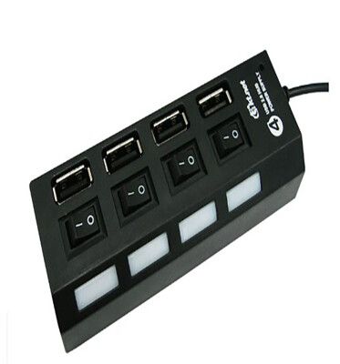 藍極光USB HUB 4埠黑+電源