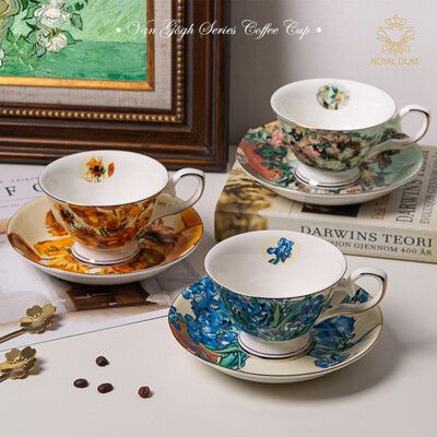 【Royal Duke皇家公爵】梵谷油畫系列-骨瓷咖啡對杯(多款可選 骨瓷 馬克杯 咖啡杯 禮盒)