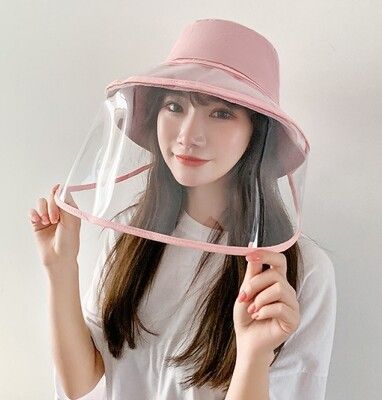 韓國簡約帽簷透明防護可拆卸漁夫帽二用套裝(1組2頂)M2586【Alex Shop】